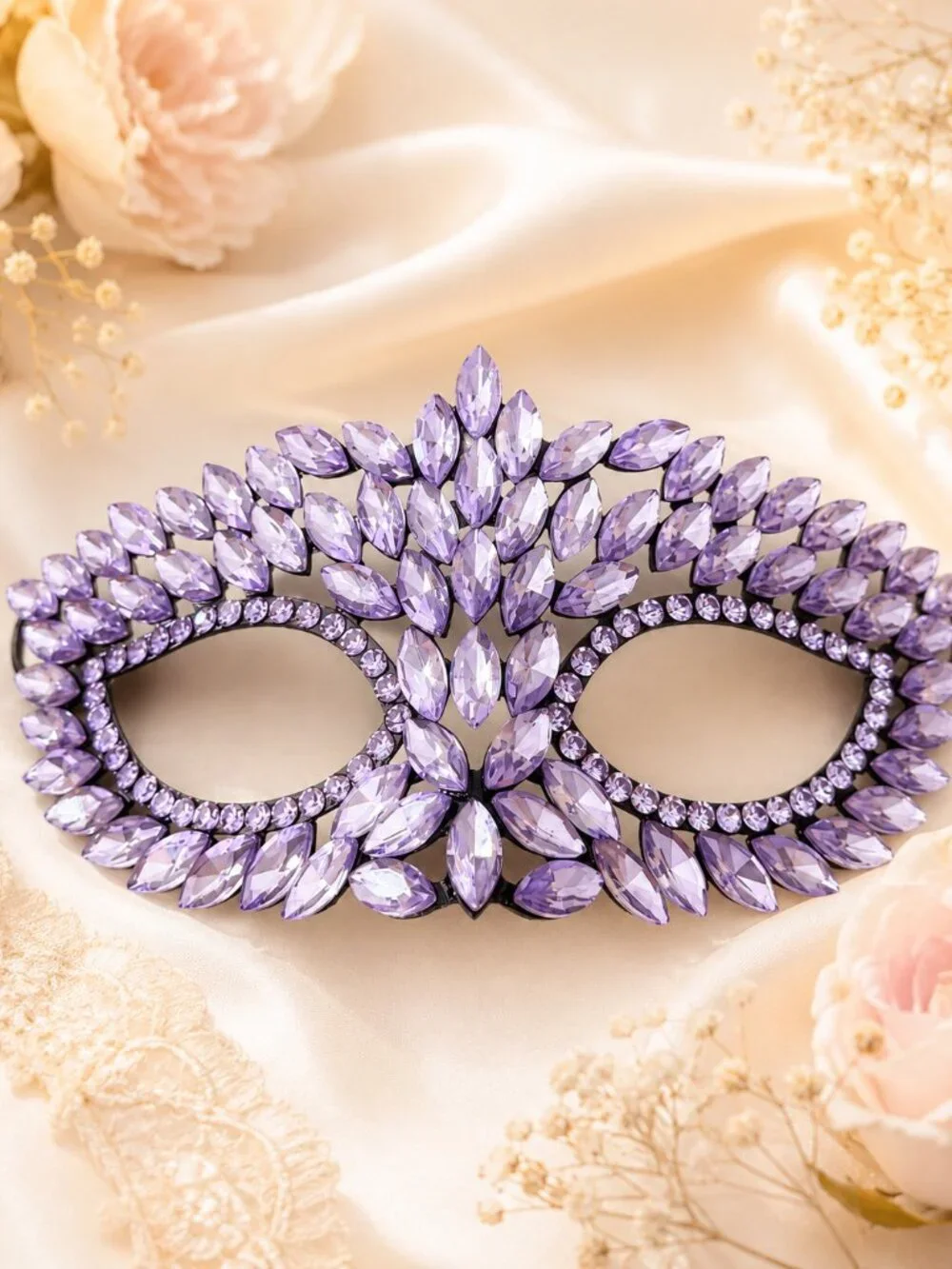 Lavender Rhinestone Eye Mask, Masquerade Ball Accessory, Theater and cosplay